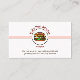 Hamburger Middag Fast Food Restaurant Business Log Visitkort