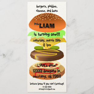 Hamburger/Middag födelsedagsinbjudan Inbjudningar