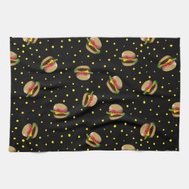 hamburger mönster kökshandduk