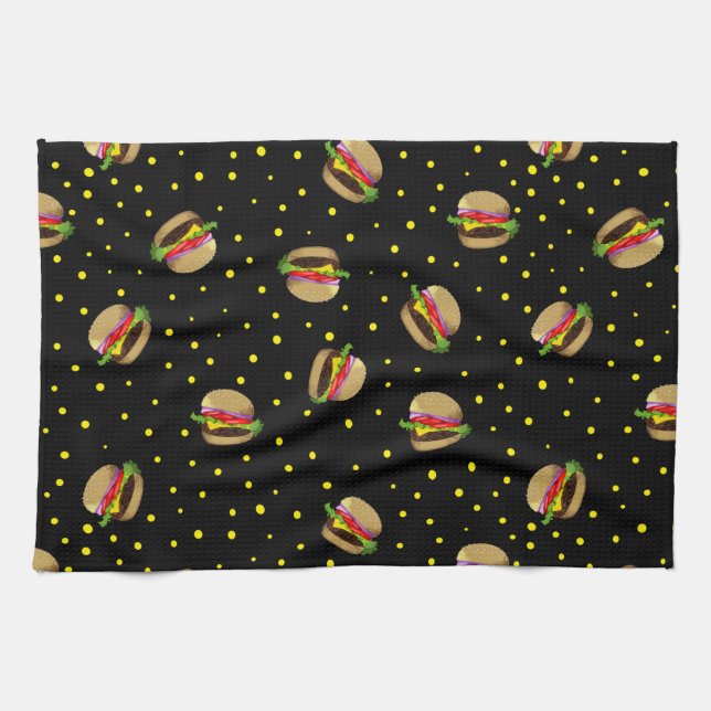 hamburger mönster kökshandduk (Horisontell)