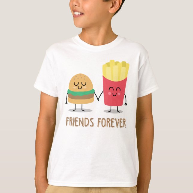 Hamburger och Fransk Fries Best Friend T Shirt (Framsida)
