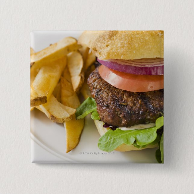 Hamburger och Fransk Fries Knapp (Framsida)
