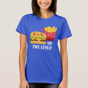 Hamburger och Fransk Fries två kärlek Kawaii Tee Shirt