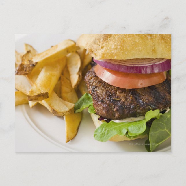 Hamburger och Fransk Fries Vykort (Framsida)