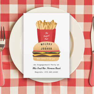 Hamburger och Fries Perfekt Pair Couples Shower Inbjudningar