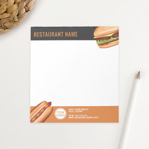 Hamburger och varmkorv snabbmatsrestaurang anpassa anteckningsblock