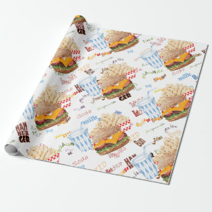 Hamburger Pommes BBQ-restaurang Presentpapper