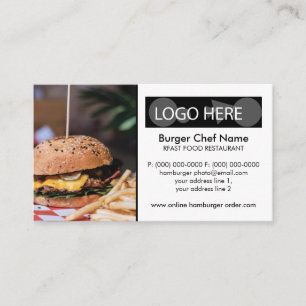 Hamburger pommes frites Snabbmat Foto Visitkort