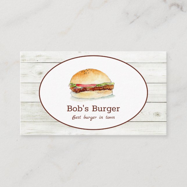 Hamburger restaurangkort för matlastbil visitkort (Framsida)