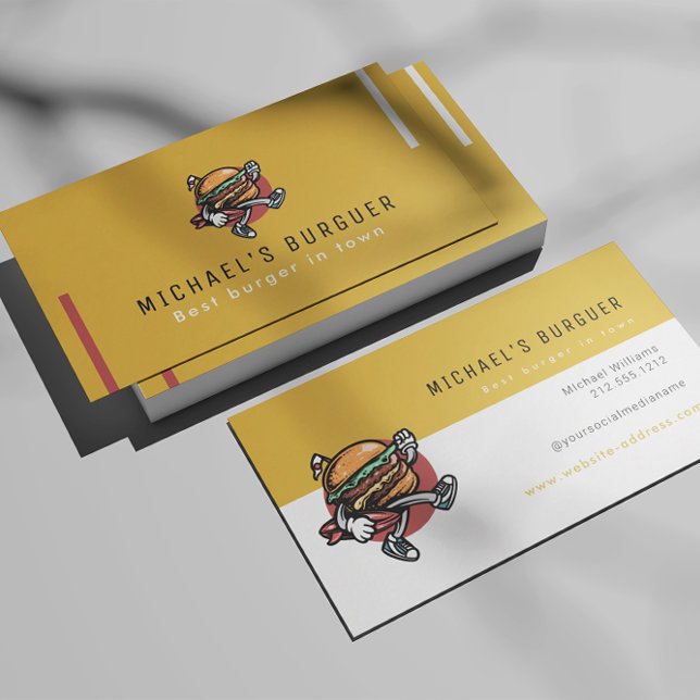 Hamburger restaurangmat lastbil Mustard Gult Visitkort (Skapare uppladdad)