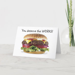 HAMBURGER SAYS=DU FÖRTJÄNAR ARBETSBIRTHDAY KORT