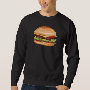 Hamburger Snabbmat Illustration Lång Ärmad Tröja