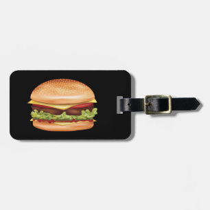 Hamburger Snabbmat Illustration Med Anpassad Text Bagagebricka
