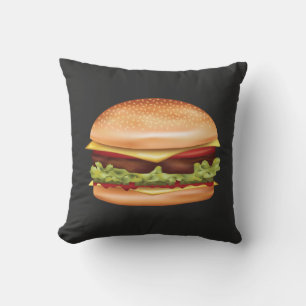 Hamburger Snabbmat Illustration Mörk Bakgrund Kudde