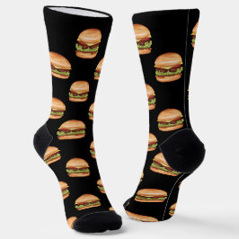 Hamburger Snabbmat Muster På En Svart Bakgrund