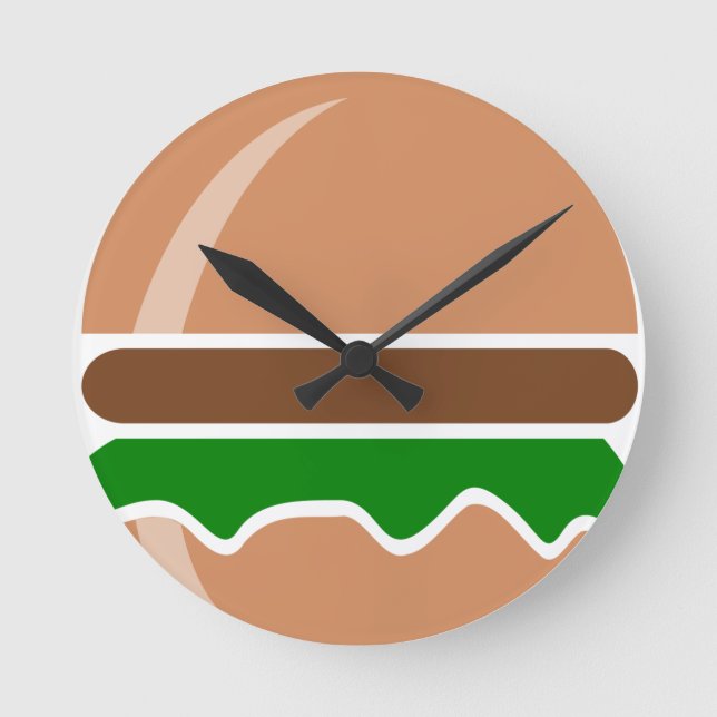 Hamburger snabbmat, smörgås rund klocka (Framsida)