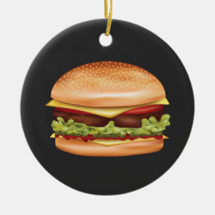 Hamburger Snabbmatillustration med anpassad text Julgransprydnad Keramik