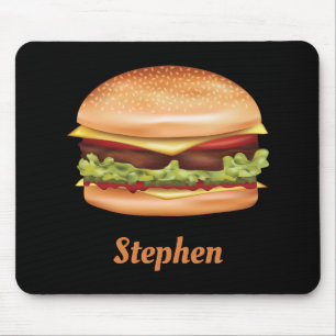 Hamburger snabbmatillustration med anpassat namn musmatta