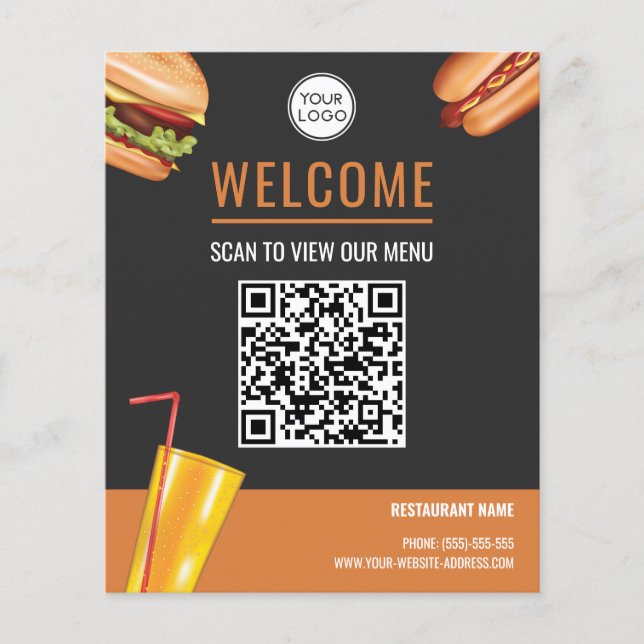 Hamburger snabbmatsrestaurang Skanna för att se me Flygblad (Framsidan)
