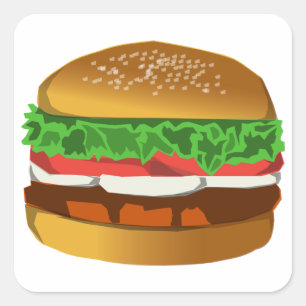 Hamburger Sticker Fyrkantigt Klistermärke