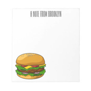 Hamburger tecknad illustration anteckningsblock