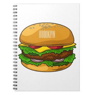 Hamburger tecknad illustration anteckningsbok