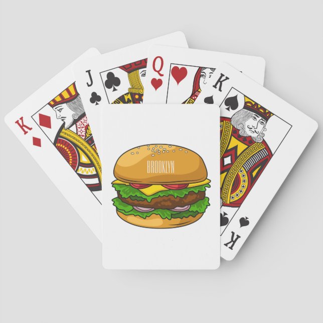 Hamburger tecknad illustration casinokort (Baksidan)