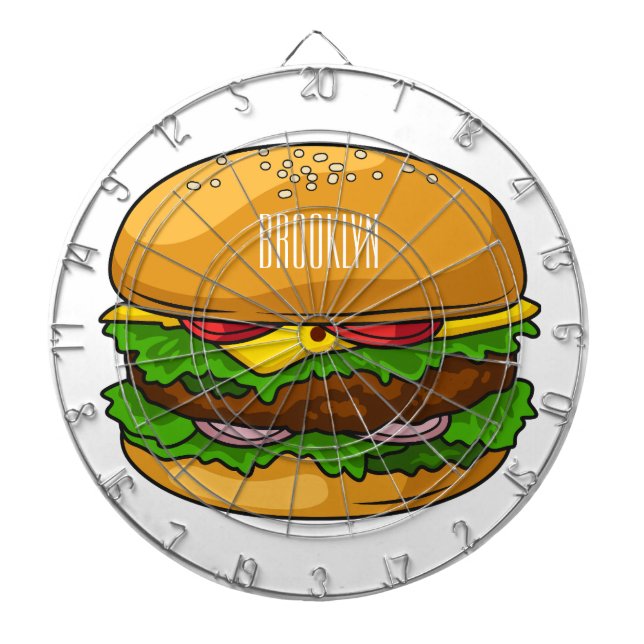 Hamburger tecknad illustration darttavla (Framsidan)