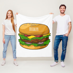 Hamburger tecknad illustration fleecefilt