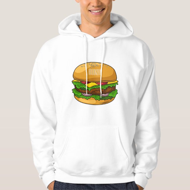 Hamburger tecknad illustration hoodie (Framsida)