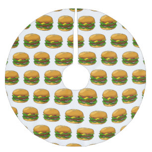 Hamburger tecknad illustration julgransmatta borstad polyester