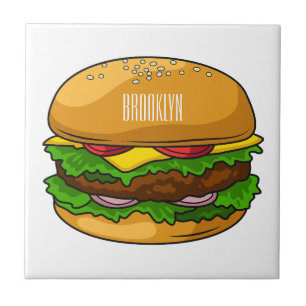 Hamburger tecknad illustration kakelplatta
