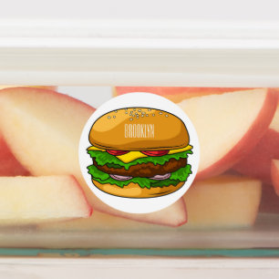 Hamburger tecknad illustration klistermärke