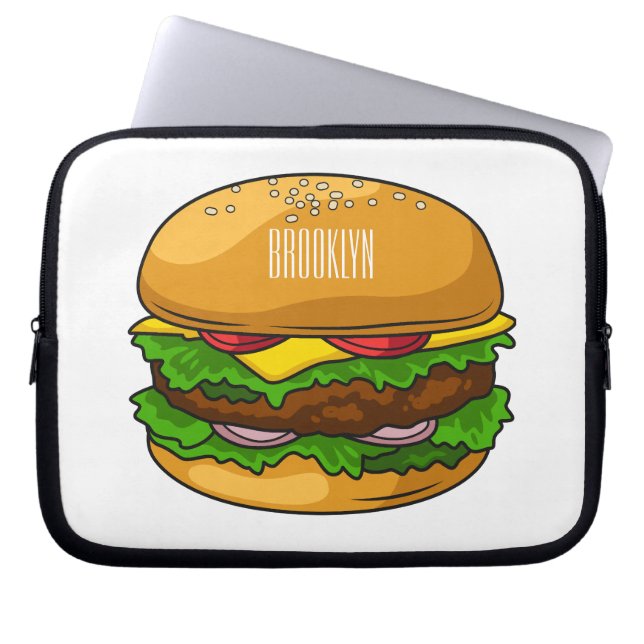 Hamburger tecknad illustration laptop fodral (Framsidan)