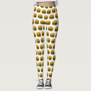 Hamburger tecknad illustration leggings