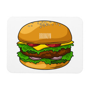 Hamburger tecknad illustration magnet