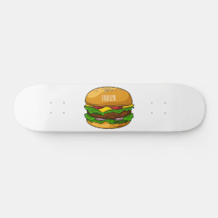 Hamburger tecknad illustration mini skateboard bräda 18,5 cm
