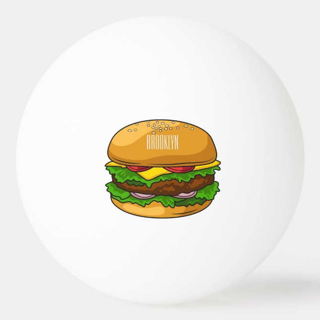 Hamburger tecknad illustration pingisboll (Framsidan)