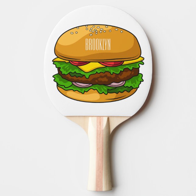 Hamburger tecknad illustration pingisracket (Framsidan)