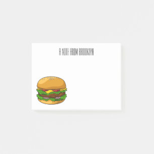 Hamburger tecknad illustration post-it block