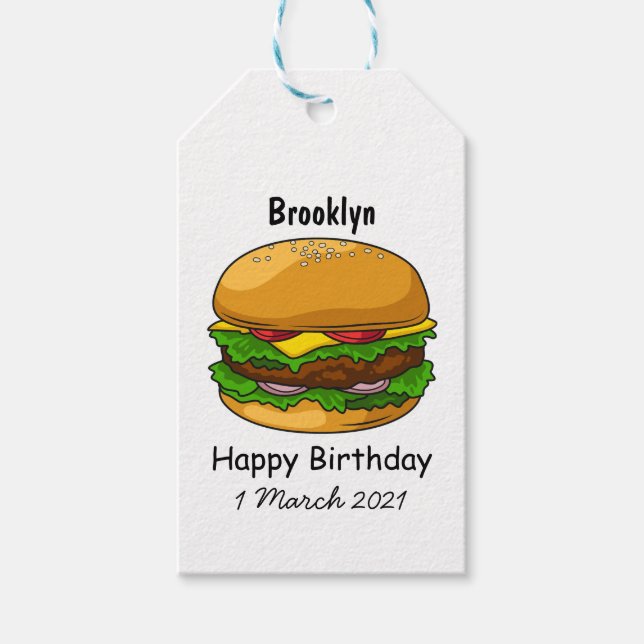 Hamburger tecknad illustration presentetikett (Framsidan)