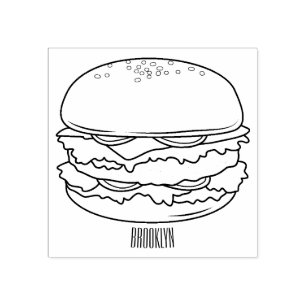Hamburger tecknad illustration stämpel