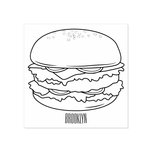 Hamburger tecknad illustration stämpel (Tryck)