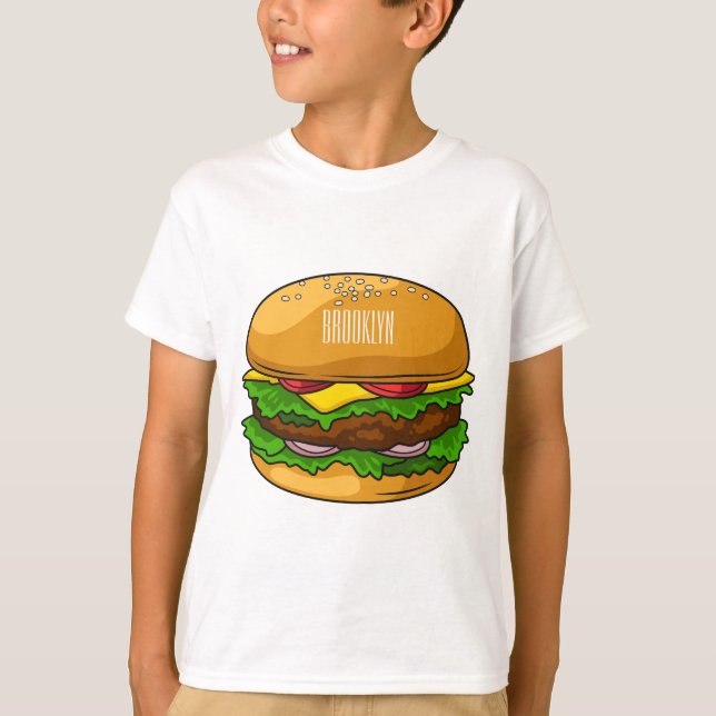 Hamburger tecknad illustration t shirt (Framsida)