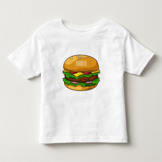 Hamburger tecknad illustration t shirt (Framsida)