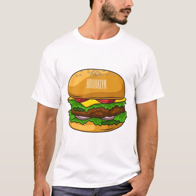Hamburger tecknad illustration t shirt (Framsida)