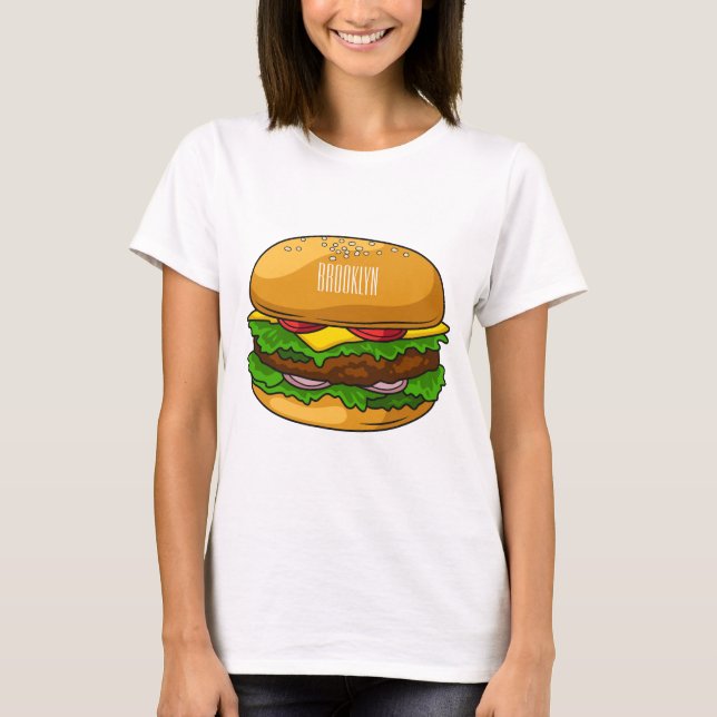 Hamburger tecknad illustration t shirt (Framsida)