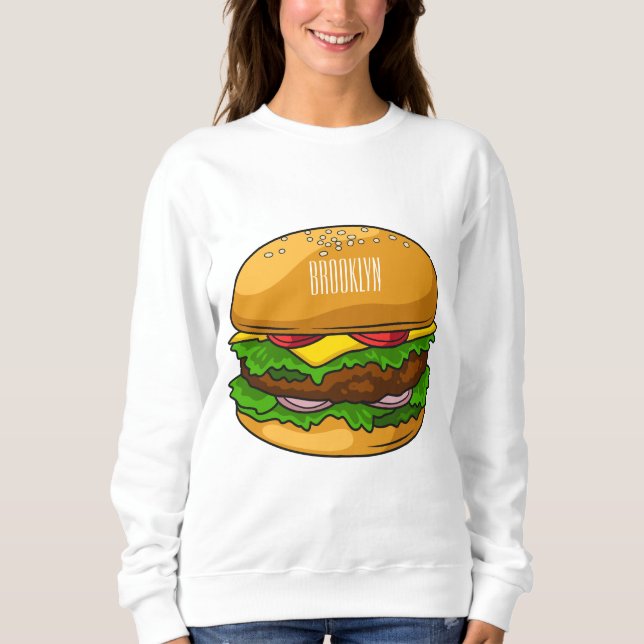 Hamburger tecknad illustration t shirt (Framsida)