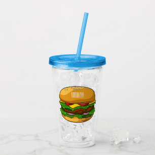 Hamburger tecknad illustration take away mugg
