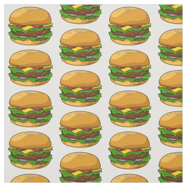 Hamburger tecknad illustration tyg (Provkarta)